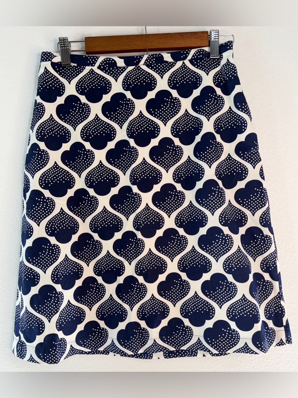 Boden Blue Spade Geometric Pencil Skirt A-Line Cotton Preppy Office Chic 6R